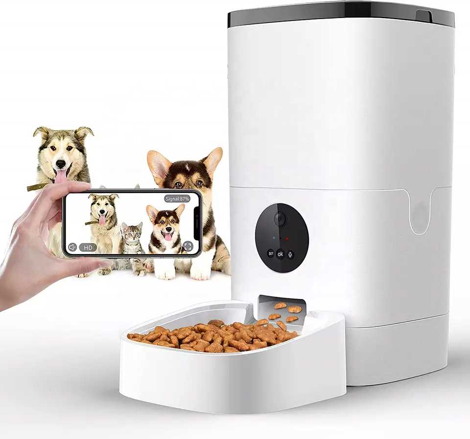 Mobile Phone Control Audio WiFi Smart Pet Feeder HD 1080P Camera 6L Video Automatic