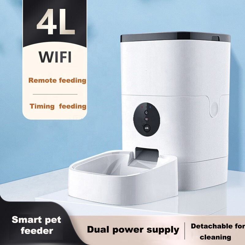 4L Pet Bowls Wifi Control Time Feeding 10s Voice Recording Automatic Pet Feeder