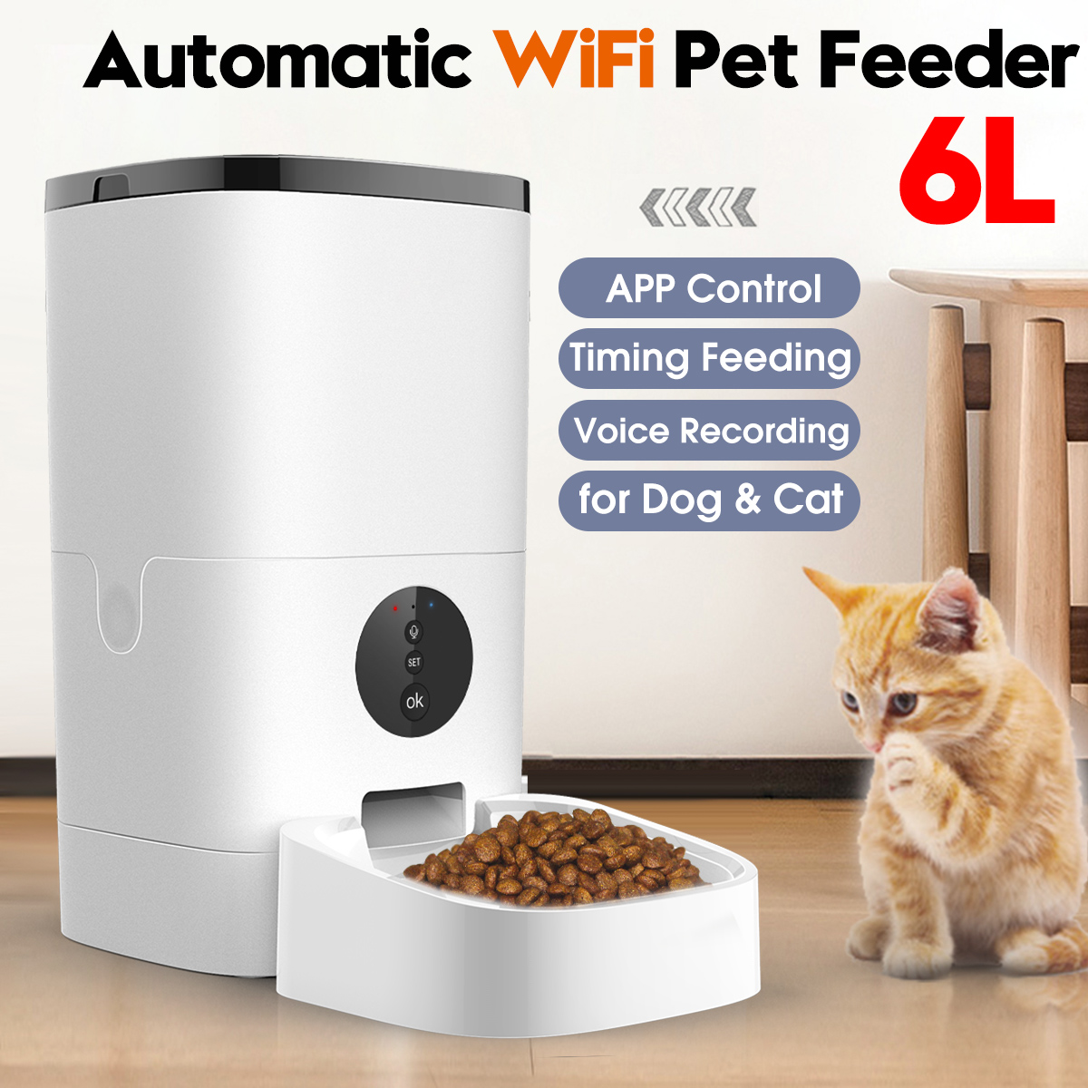 App Control WiFi Enable Smart Pet Dog Food Dispenser Automatic Cat Pet Feeder